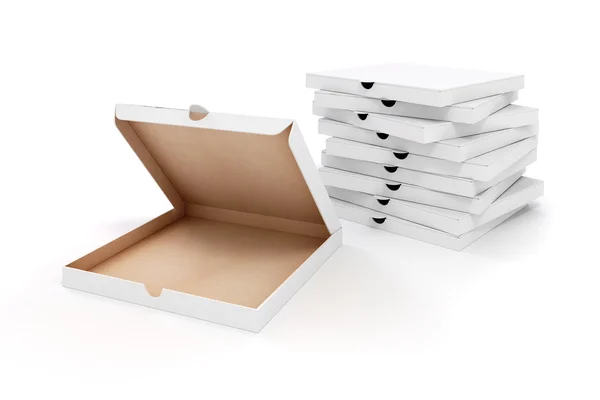3d caja de embalaje en blanco para pizza —  Fotos de Stock