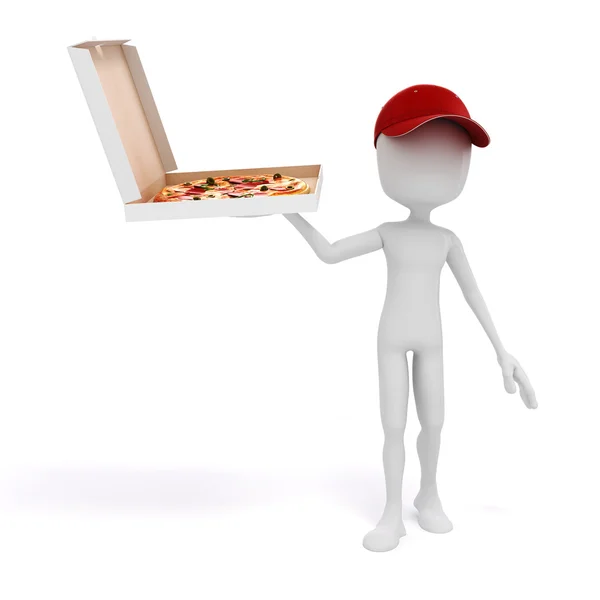 3d man, pizza delivery — Stock Photo, Image