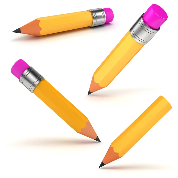3D żółty ołówek na białym tle — Zdjęcie stockowe