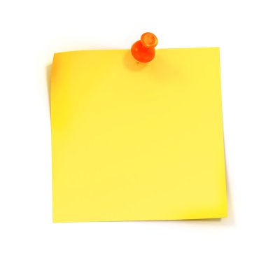 Beyaz arka plan üzerinde 3D sarı yapışkan not