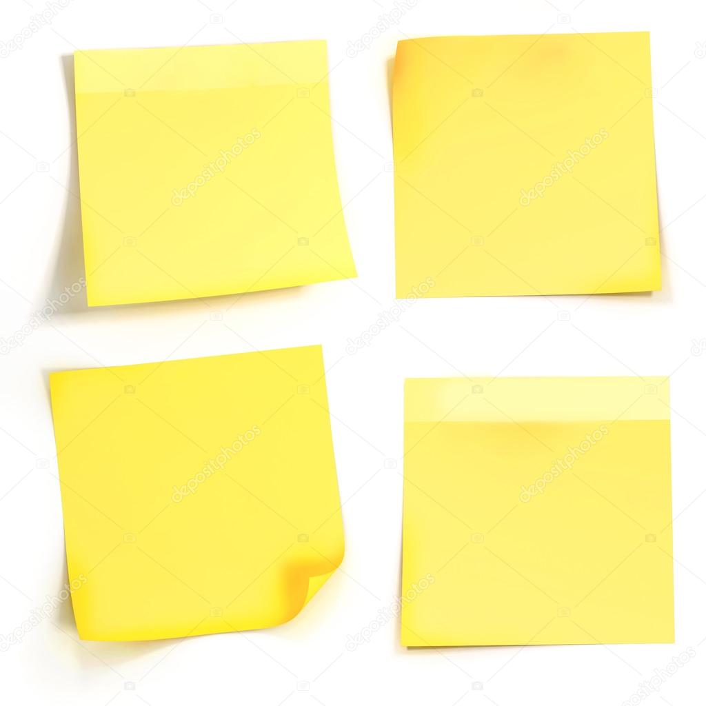 3d yellow sticky note on white background