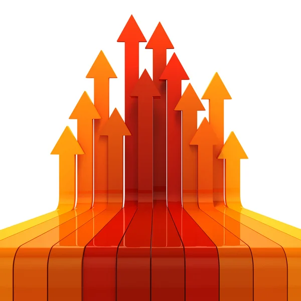 3D-pijlen die omhoog wijst — Stockfoto