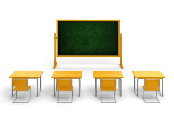 3D tomma klassrum på vit bakgrund — Stockfoto