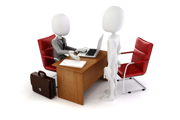 3d hombre, reunión de negocios, entrevista de trabajo — Foto de Stock