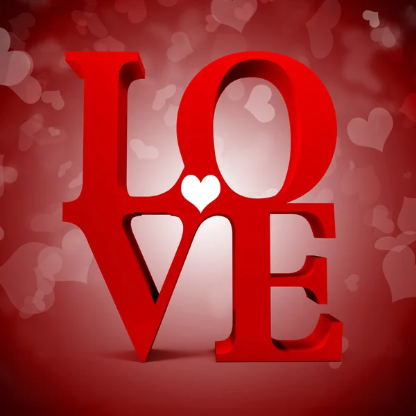 3D czerwony tekst miłości — Zdjęcie stockowe