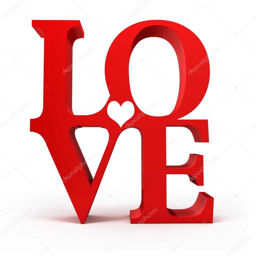 3d red LOVE text