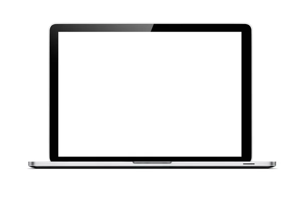空白的屏幕在白色背景上的 3d 笔记本电脑 — 图库照片