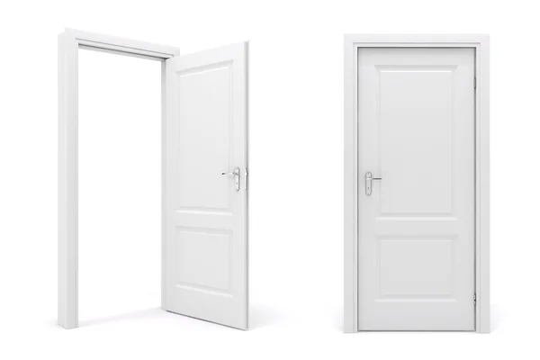 3d білі двері на білому тлі — стокове фото