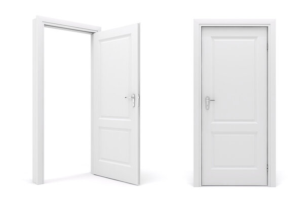 3d white door on white background