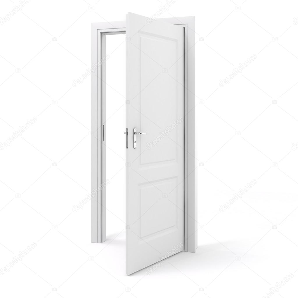 3d white door on white background