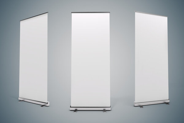 3d blank white rull-up baneer