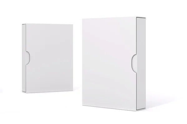 3d caja del paquete del producto en blanco, en blanco — Foto de Stock