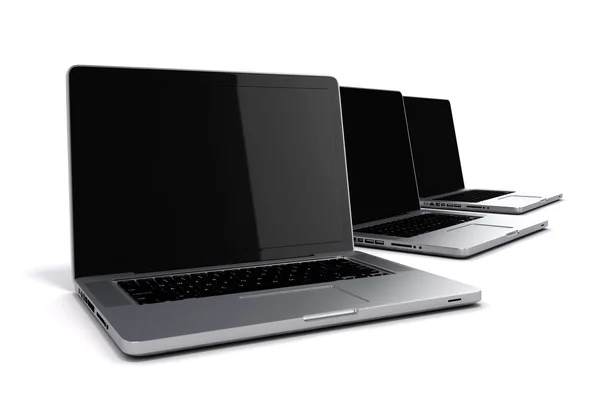 笔记本电脑在白色背景上的 3d 渲染 — 图库照片