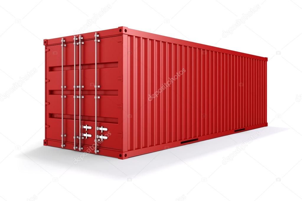 3d cargo container on white background