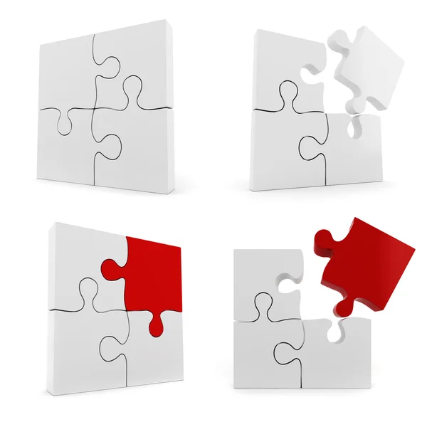 3d set of puzzle pieces on white background — Stock Photo, Image