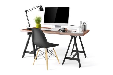 3D modern bilgisayar işyeri