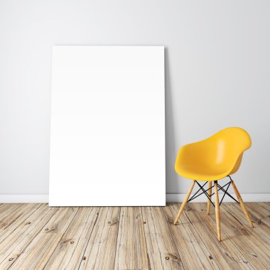 boş çerçeve ve ahşap zemin ile İçişleri 3D render