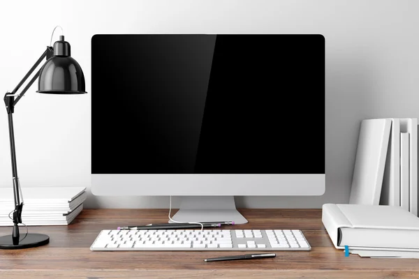 3d modern computer workplace — Stock Photo, Image