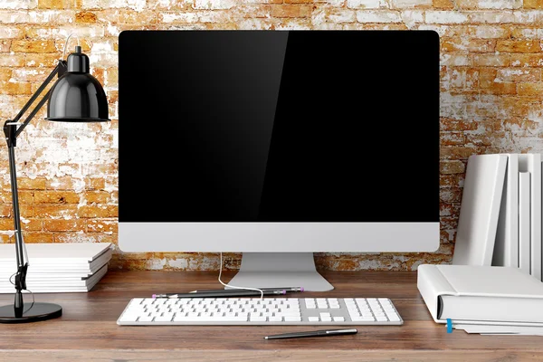 3d modern computer workplace — Stock Photo, Image