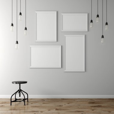 3D boş poster ve ampulleri