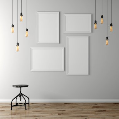 3D boş poster ve ampulleri
