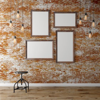 3D boş poster ve ampulleri