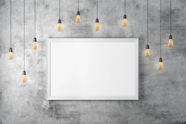 3d cartaz em branco e lâmpadas — Fotografia de Stock