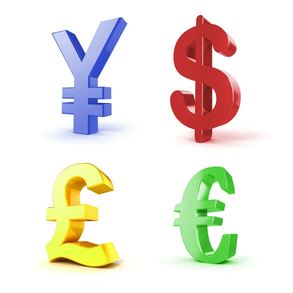 3d currency symbols on white background — Stock Photo, Image