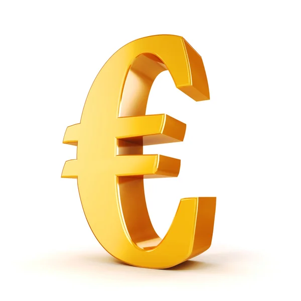 3D zlatý symbol měny Euro, na bílém pozadí — Stock fotografie