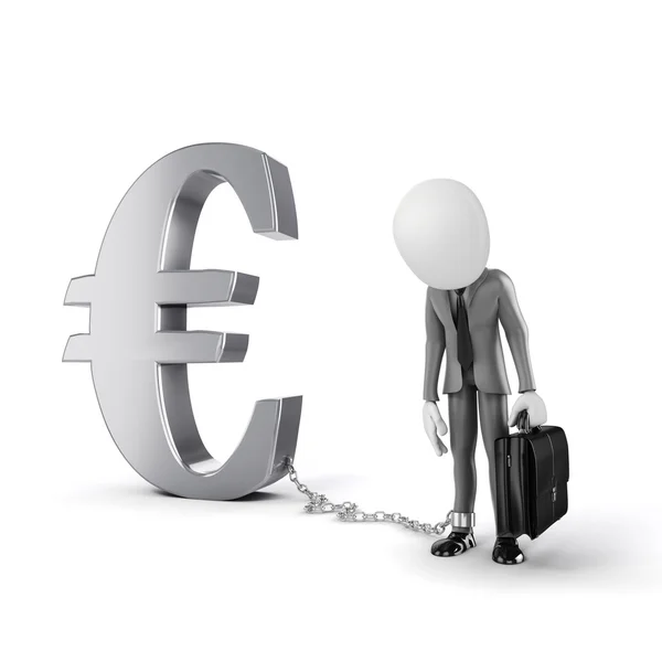 3d homem com corrente de pé perto Euro símbolo — Fotografia de Stock