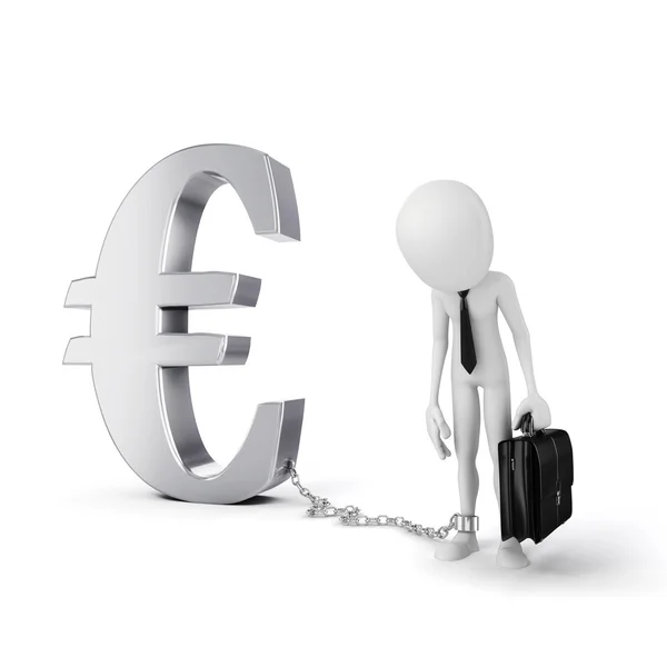 3D άνθρωπος με αλυσίδα στέκεται κοντά σε σύμβολο του ευρώ — Φωτογραφία Αρχείου