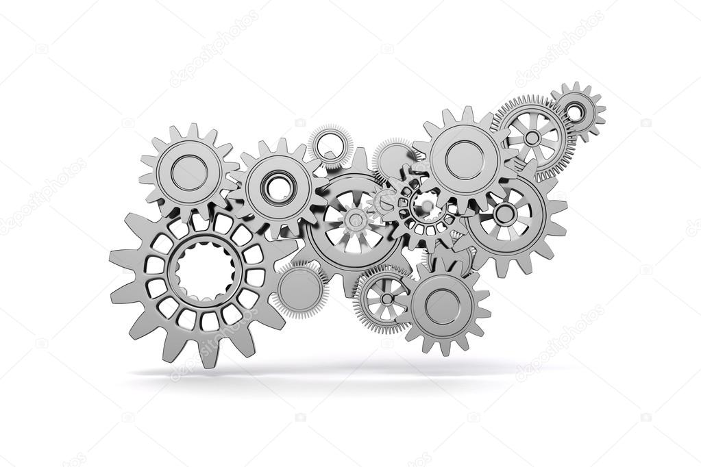 3d gear wheels on white background