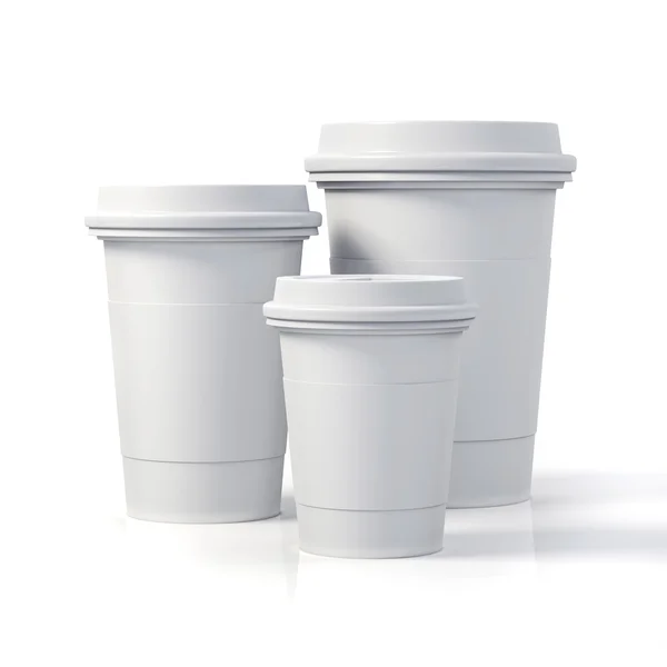 3d render- tasses à café sur fond blanc — Photo