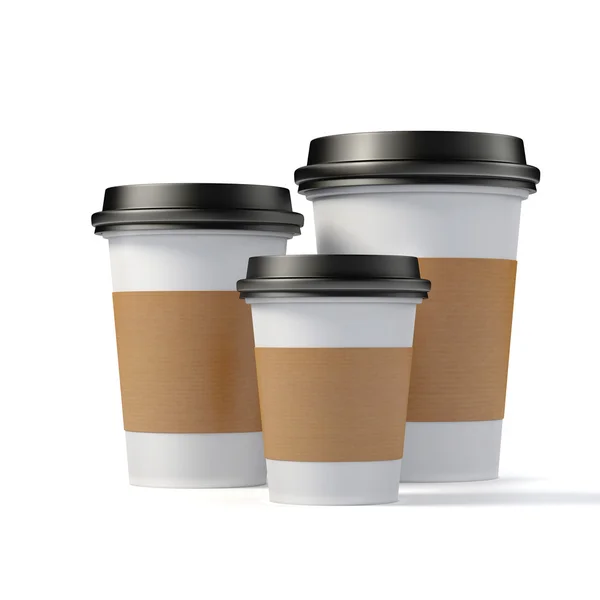 3d render- tasses à café sur fond blanc — Photo