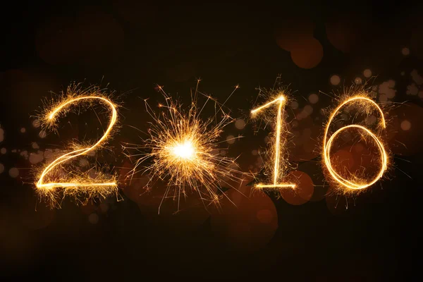 2016 Sparkle testo fuochi d'artificio — Foto Stock