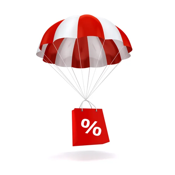 3d parachute and shopping bag — Stock Photo, Image