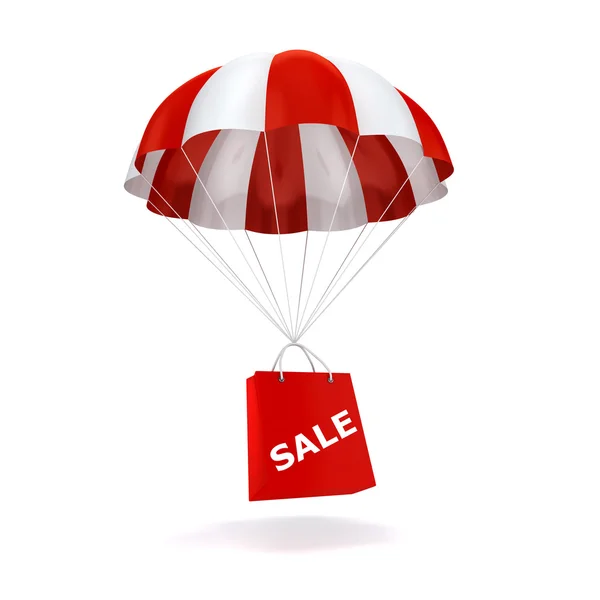 3D-s ejtőernyős és bevásárló táska — Stock Fotó