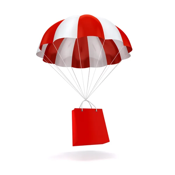 3D парашют и сумка для покупок — стоковое фото