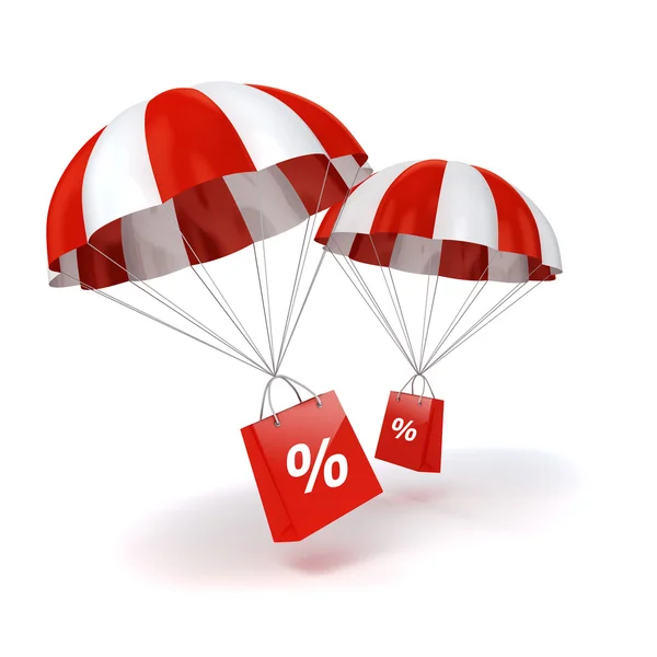 3d parachute and shopping bag — Stock Photo, Image