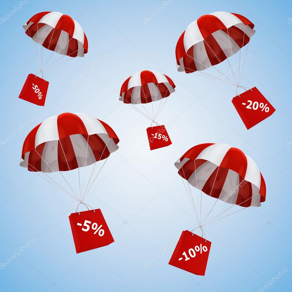 3d parachute and shopping bag