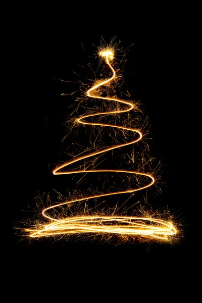 Sparkle firework Christmas tree — Stock Photo, Image