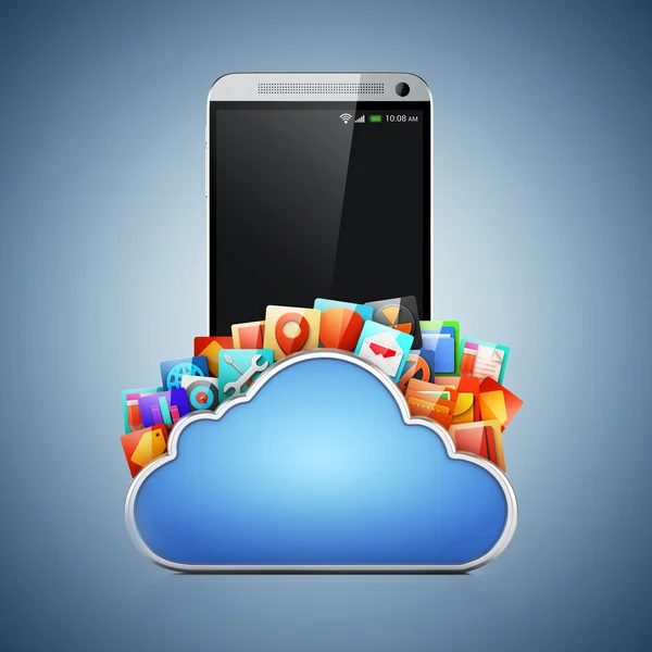 3d mobile phone and cloud apps — Stock Photo, Image