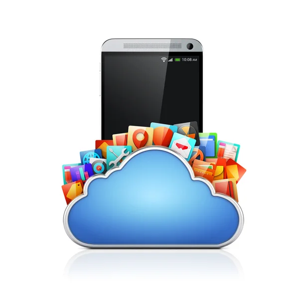 3d mobile phone and cloud apps — Stock Photo, Image