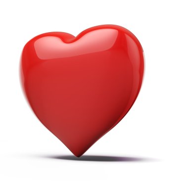 beyaz zemin üzerinde 3D kırmızı kalp