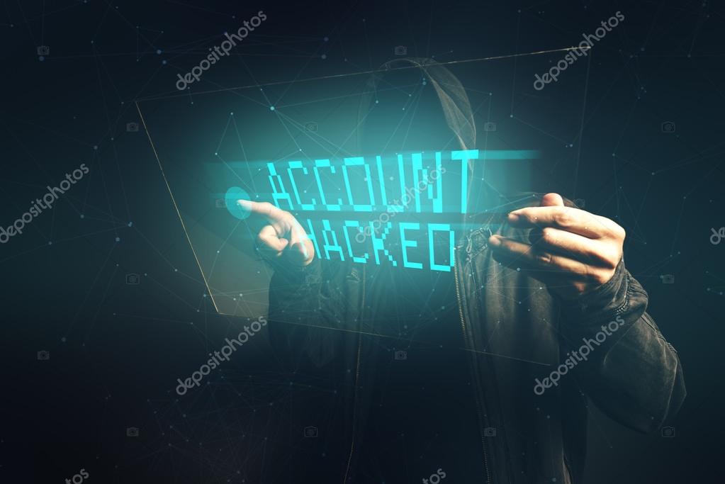 Ebank account hacked, unrecognizable computer hacker stealing p