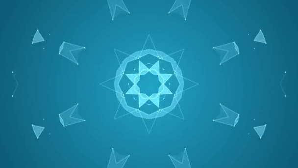 Minimalistic line art kaleidoscopic blue background — Stock Video