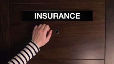Woman knocking on insurance agent office door