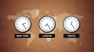 New York, Londra ve Tokyo zaman, dünya saat dilimleri