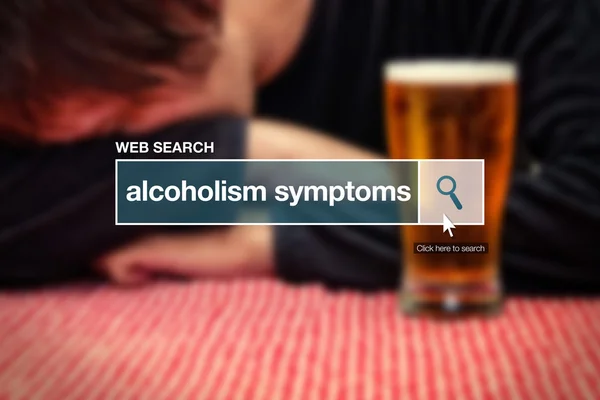 Web arama çubuğu Sözlük terimi - alkolizm belirtileri — Stok fotoğraf