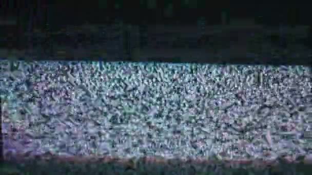 Broadcast end, television screen with static tv snow noise — Stock Video
